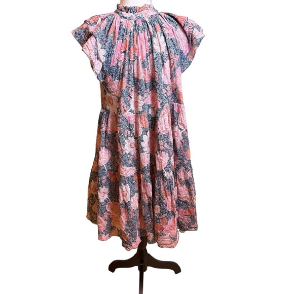Anthropologie Steele Womens XS Floral Ruffle Peasant Midi Dress Cottagecore Boho - Picture 8 of 15